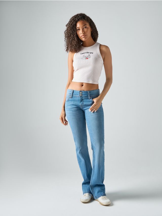 LOW-RISE FLARE JEANS