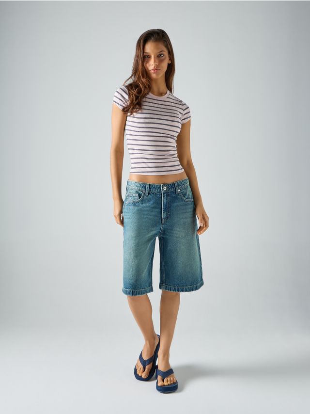LOW WAIST EXTRA LONG DENIM BERMUDA