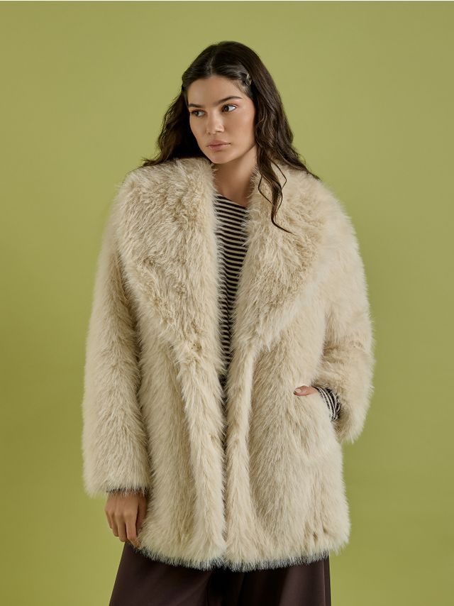 LONG FAUX FUR COAT