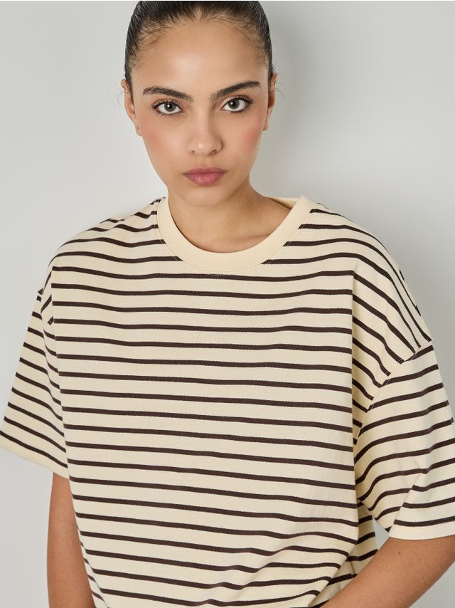 HEAVY SINGLE JERSEY OVERSIZE STRIPED T-SHIRT