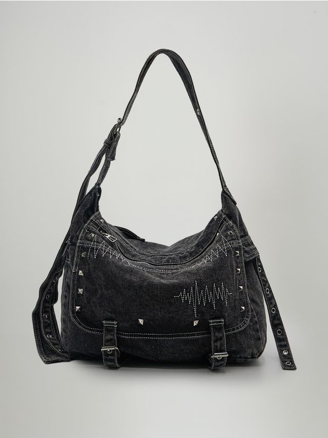 WASHED DENIM MESSENGER BAG