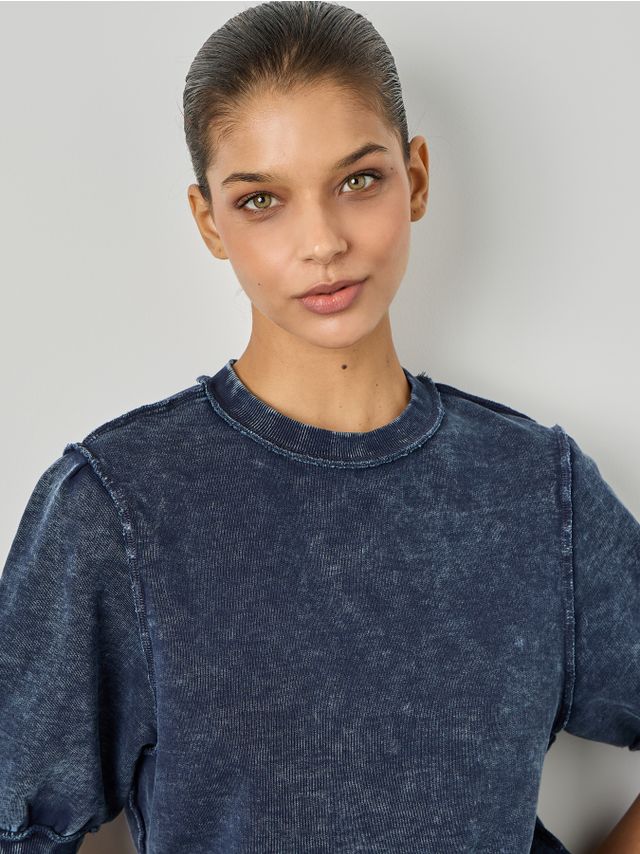 SHORT SLEEVE WASHED EXPOSED T-SHIRT
