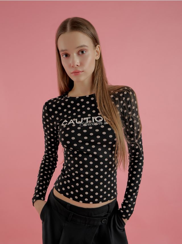 POLKA DOT SLOGAN PRINTED LONGSLEEVE