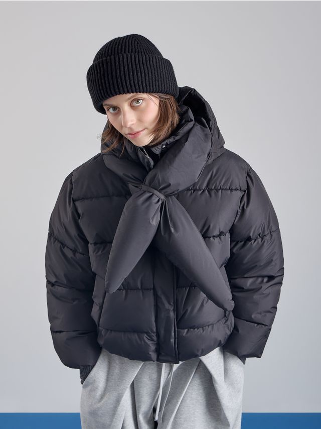 PADDED PUFFY JACKET WITH DRAWSTRING HOOD