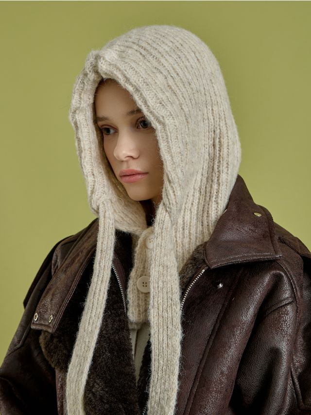 WOOL ADDED CAPELET WITH FRONT TIE