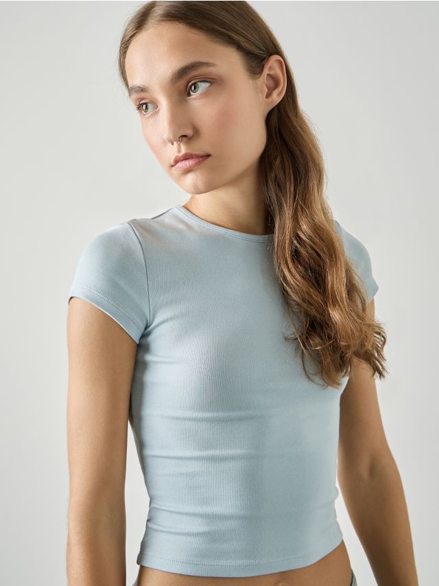 SHORT SLEEVE ROUND NECK MODAL BLEND TOP