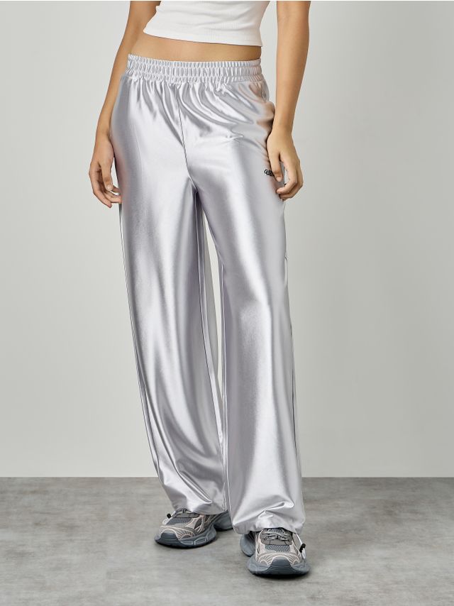 SILVER TROUSER WITH EMBROIDERY