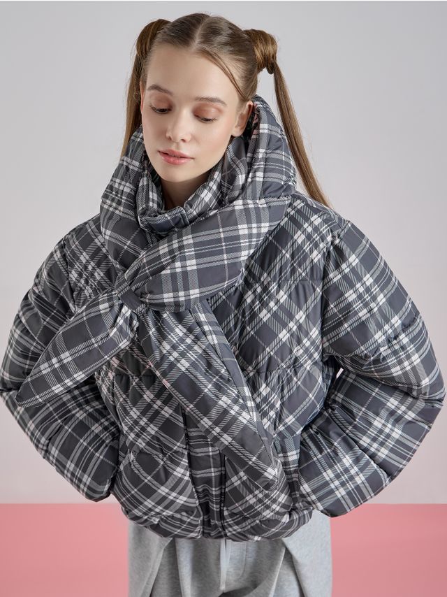 PADDED PUFFY JACKET WITH DRAWSTRING HOOD