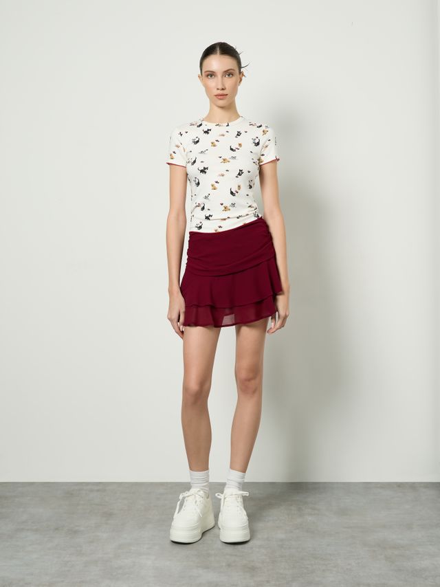 SHIFFON RUFFLES MINI SKIRT