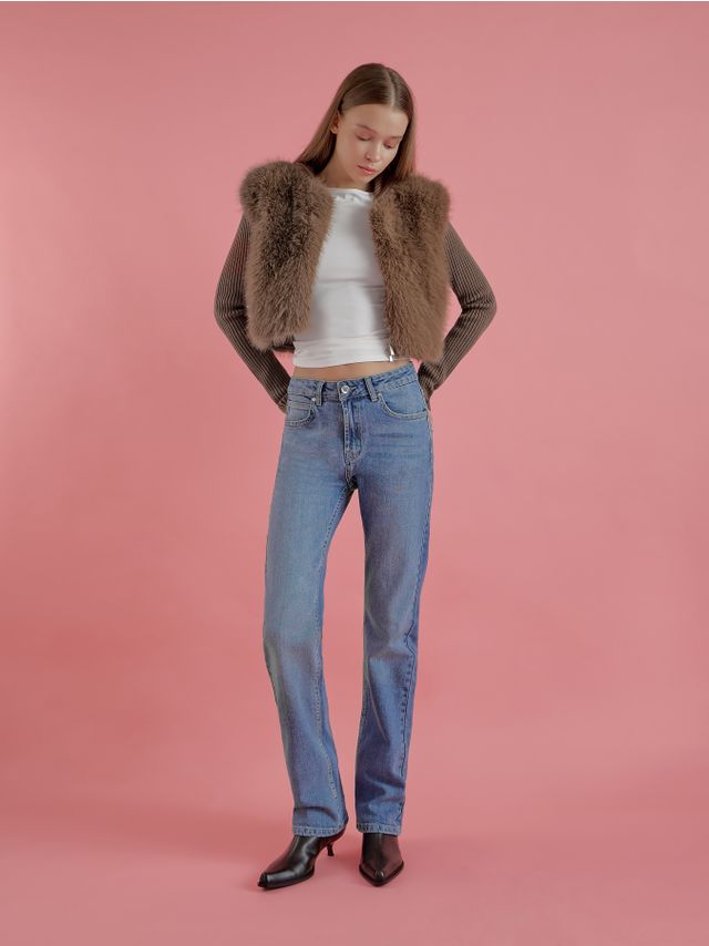 HIGH-RISE JEANS WITH WASHED EFFECT