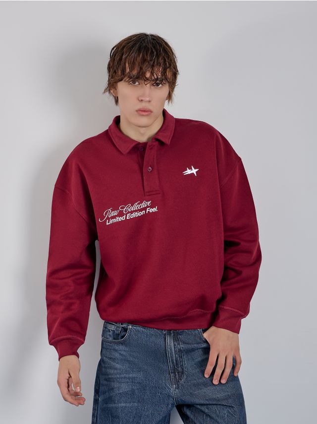 POLO COLLAR SWEATSHIRT WITH PRINT
