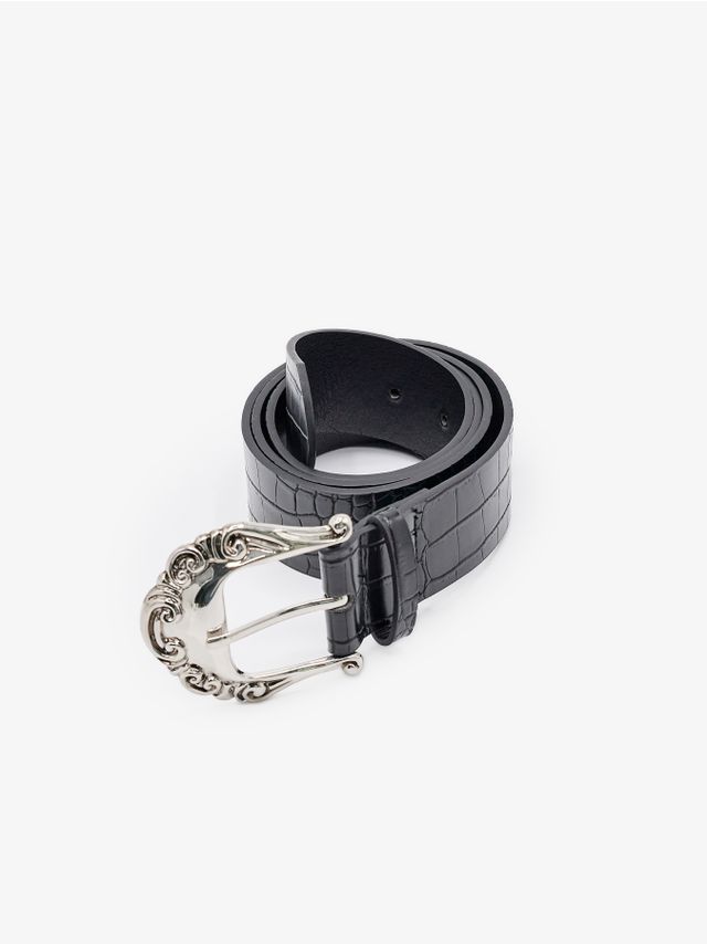 CROC SKIN LEATHER LOOK BELT WITH BUCKLE