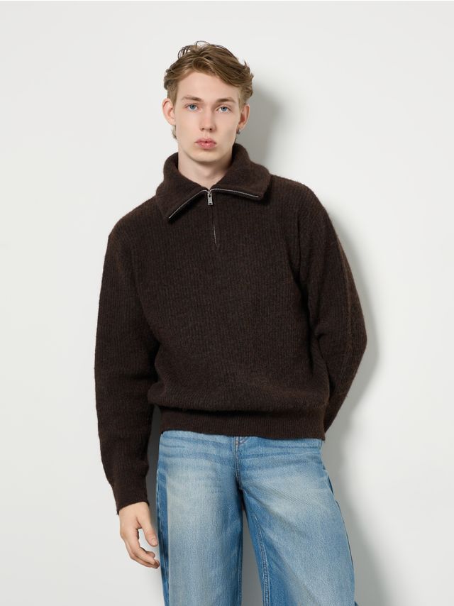 WOOL ADDED HALF-ZIP SWEATER