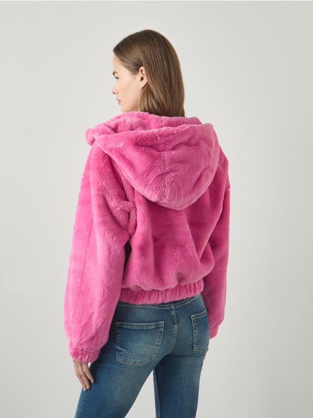 BASIC SHORT FUR HOODIE JACKET