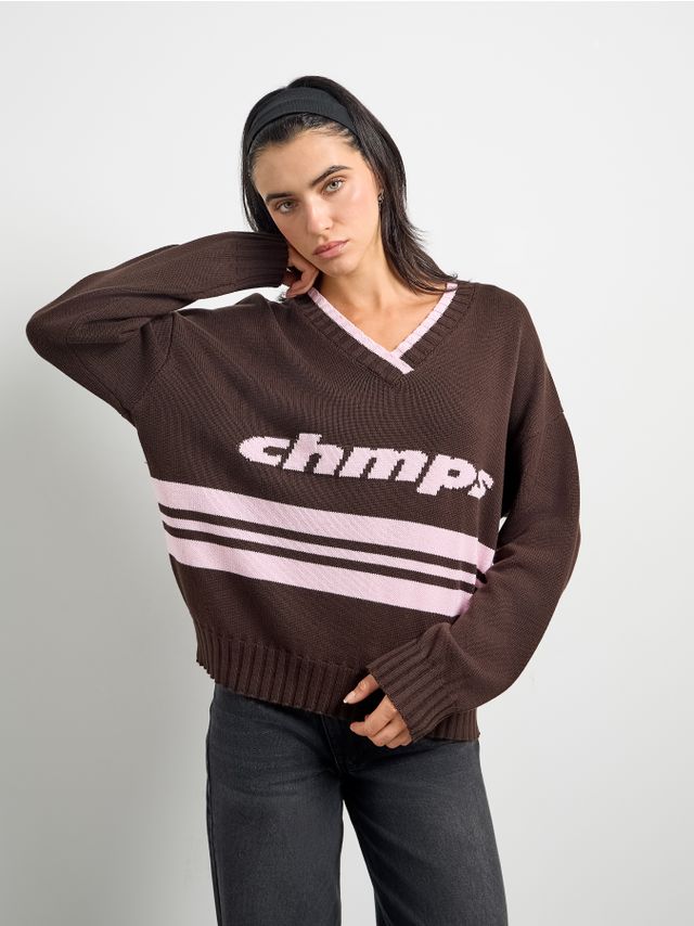 PRINTED V-NECK SWEATER