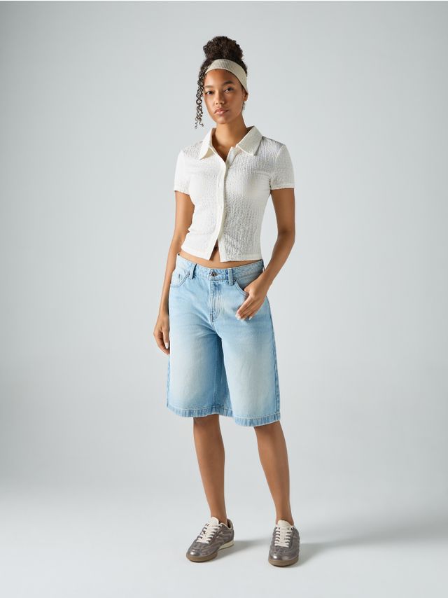 LOW WAIST EXTRA LONG DENIM BERMUDA