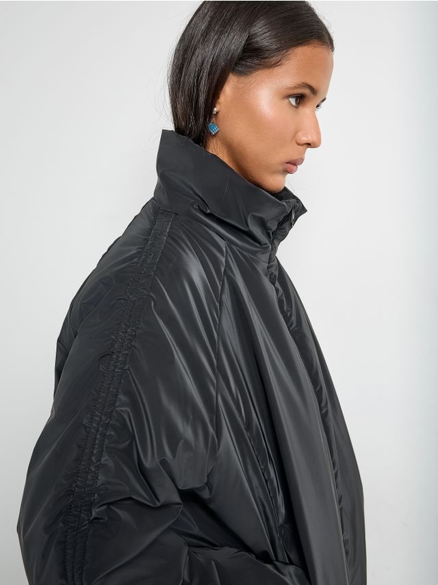 PEACH COATED FUNNEL NECK PUFFY JACKET