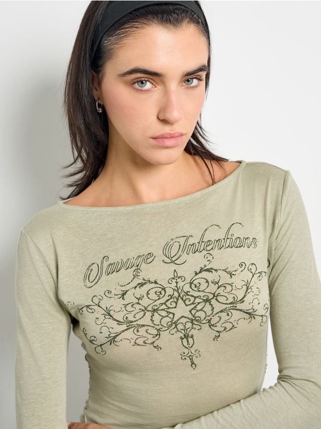 BOAT-NECK LONGSLEEVE WITH PRINT