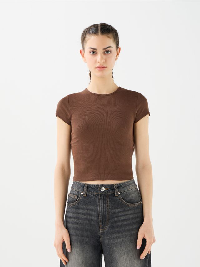SHORT SLEEVE ROUND NECK MODAL BLEND TOP
