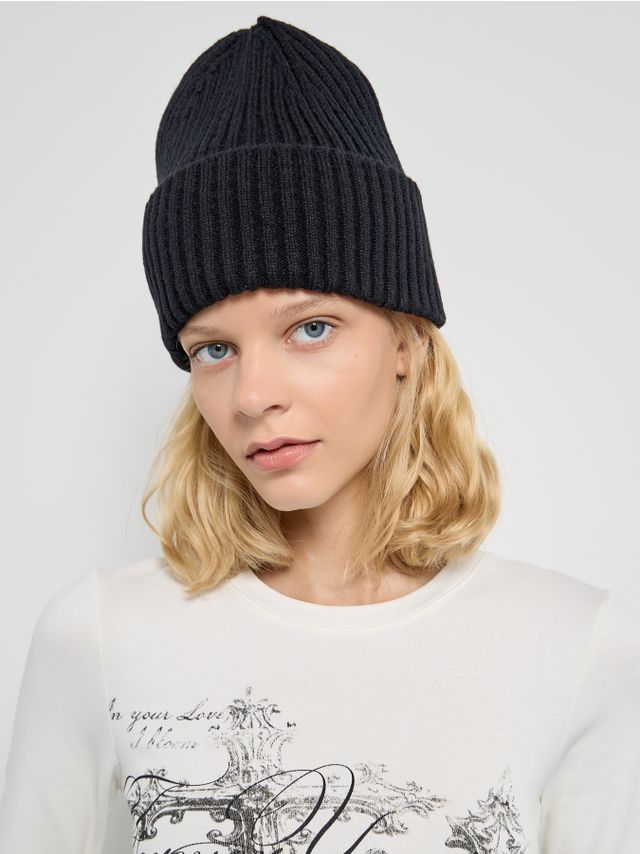 RIB-KNIT BEANIE