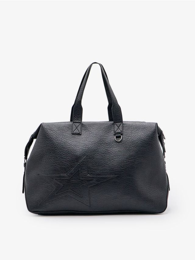 LEATHER LOOK SLOUCH TRAVEL BAG