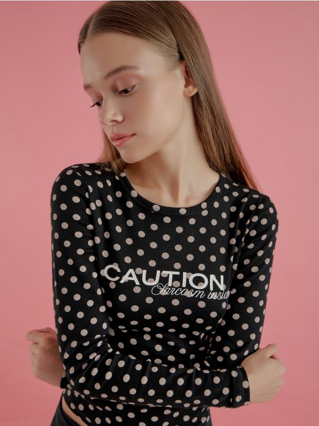POLKA DOT SLOGAN PRINTED LONGSLEEVE