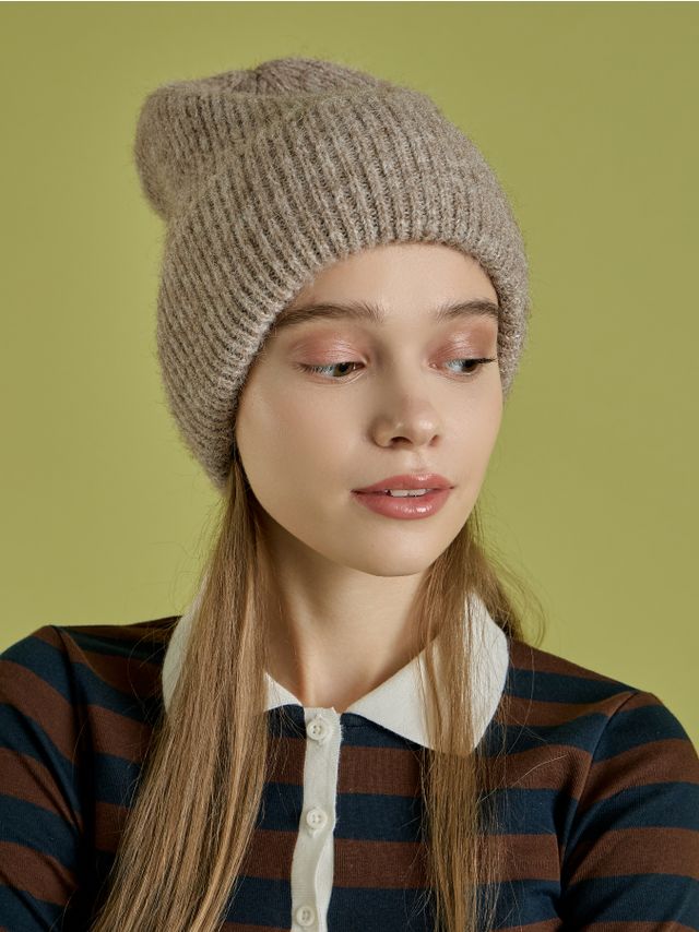 KNITTED WOOL ADDED BEANIE