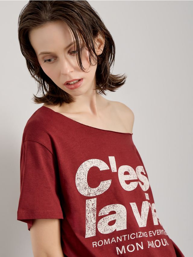 ONE SHOULDER PRINTED T-SHIRT