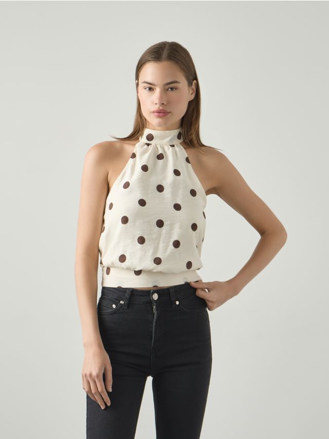 POLKA DOT HALTER TOP