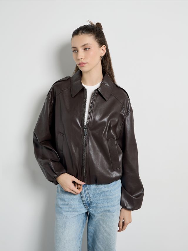 BALOON HEM PU JACKET