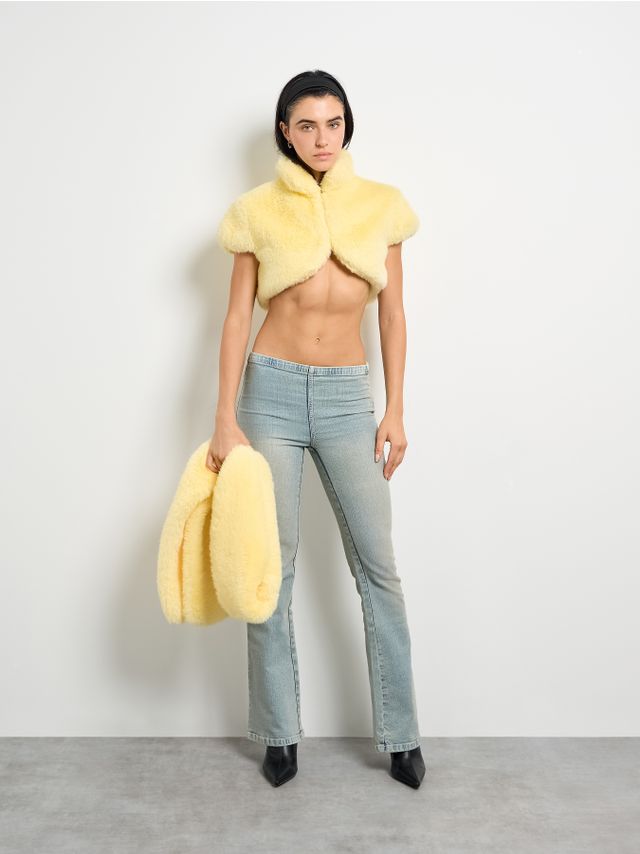 SHORT FAUX FUR BOLLERO JACKET