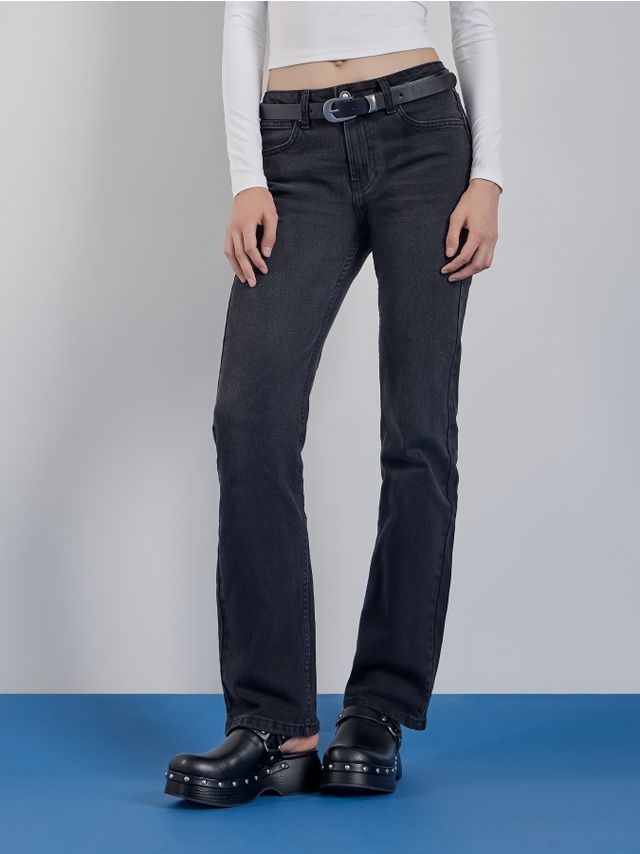 HIGH-RISE JEANS WITH WASHED EFFECT