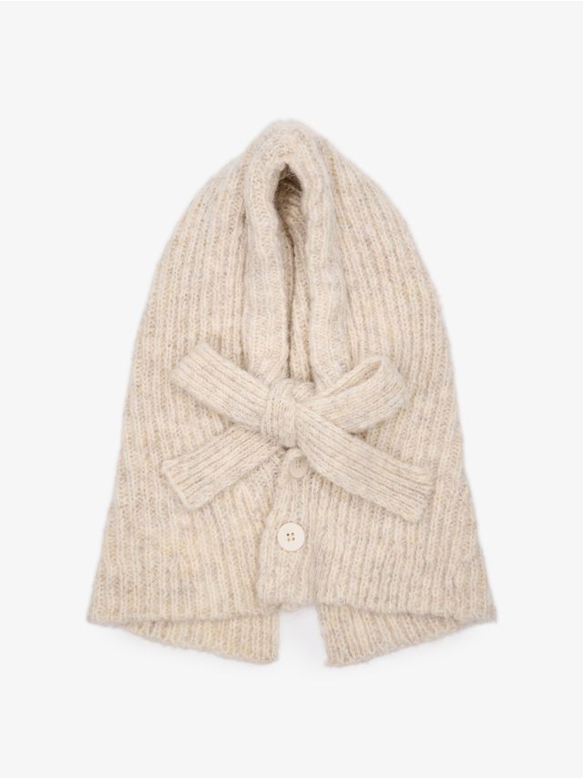 WOOL ADDED CAPELET WITH FRONT TIE