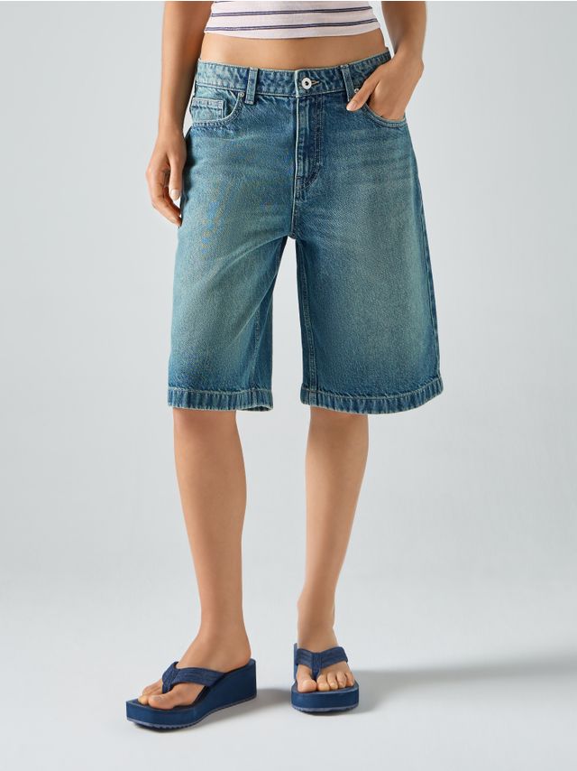 LOW WAIST EXTRA LONG DENIM BERMUDA