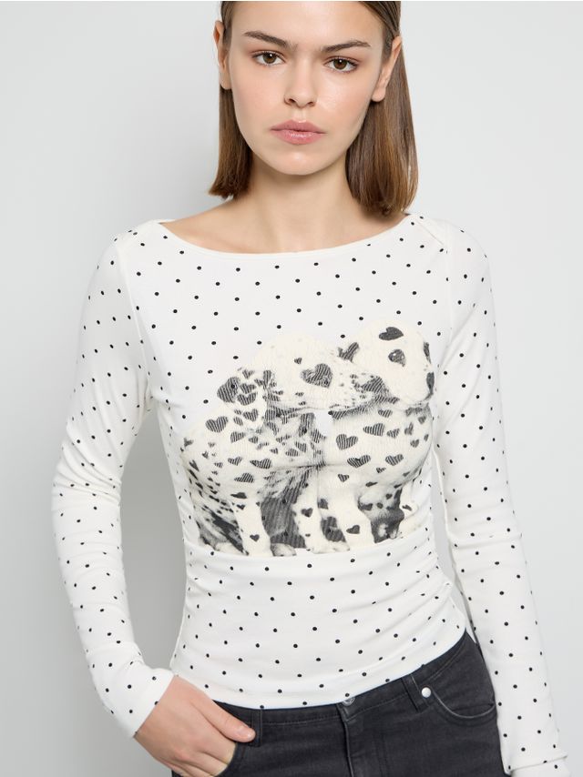 PRINTED BOAT-NECK LONGSLEEVE