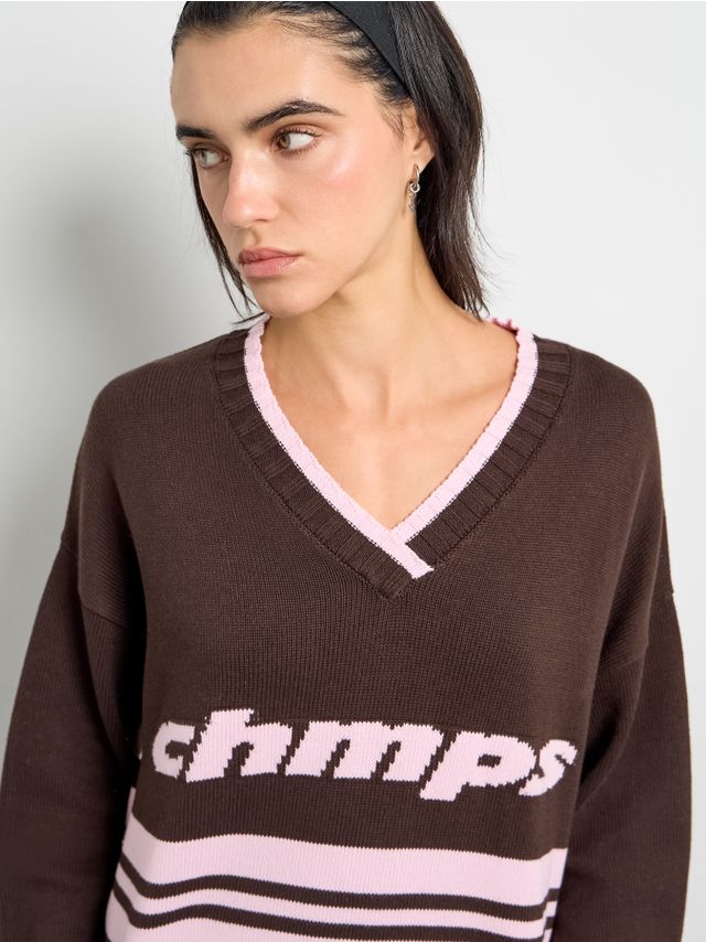 PRINTED V-NECK SWEATER