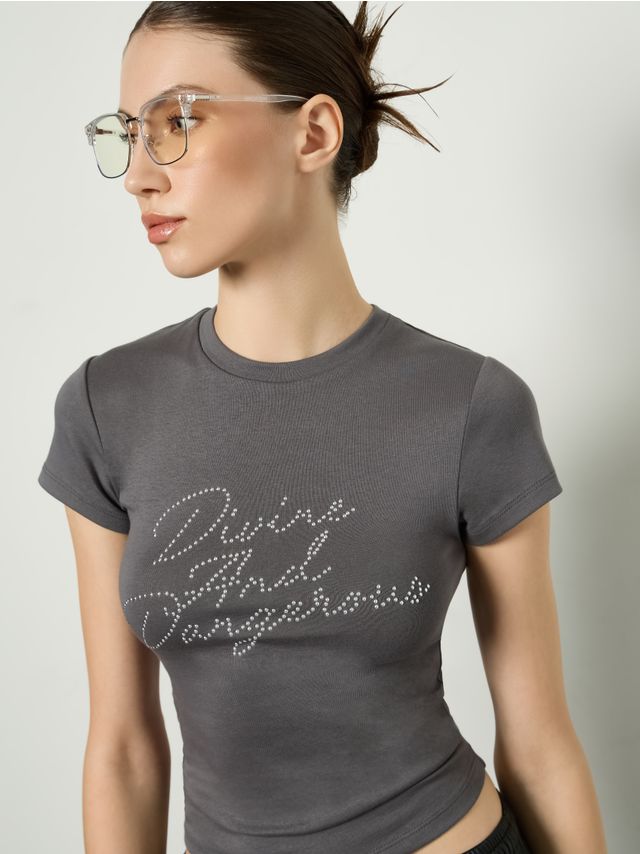STRASS PRINTED SHORT TEE