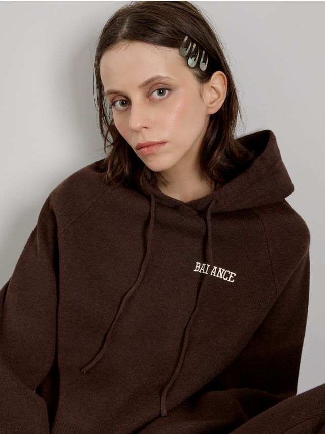 SOFT KNITTED HOODIE WITH EMBROIDERY