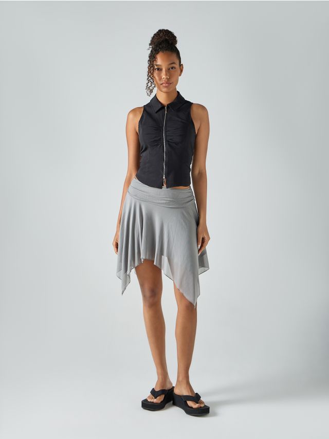 MESH MINI ASYMETRIC SKIRT