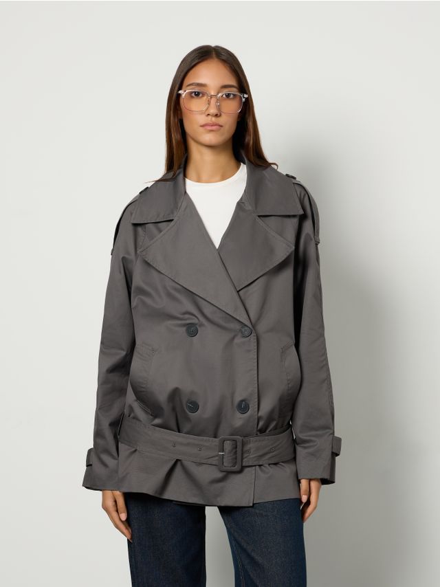 BELTED WAISTED SHORT TRENCH COAT