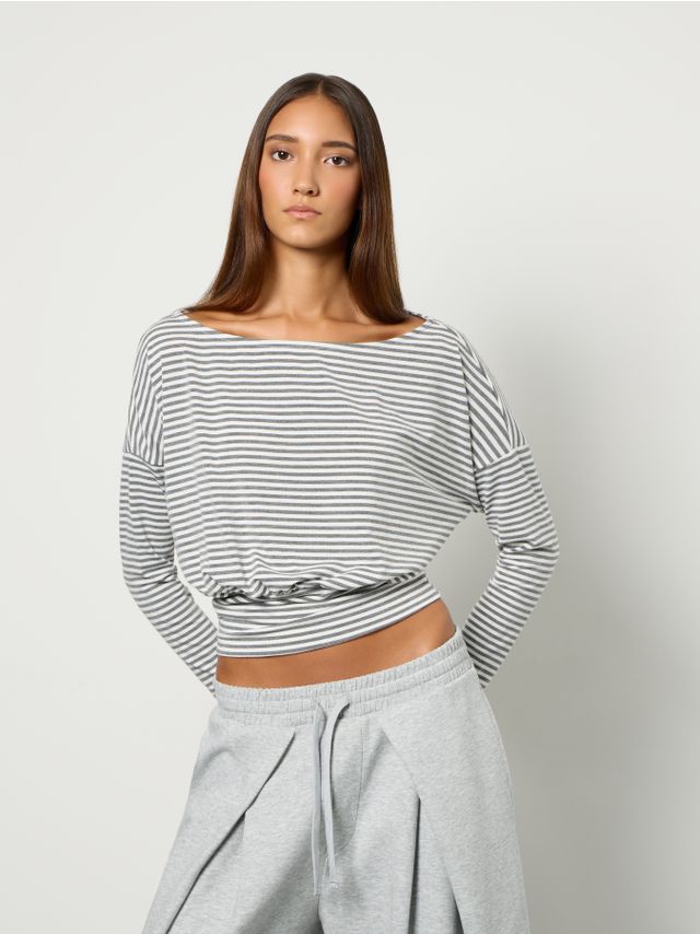 STRIPED BOAT-NECK LONGSLEEVE