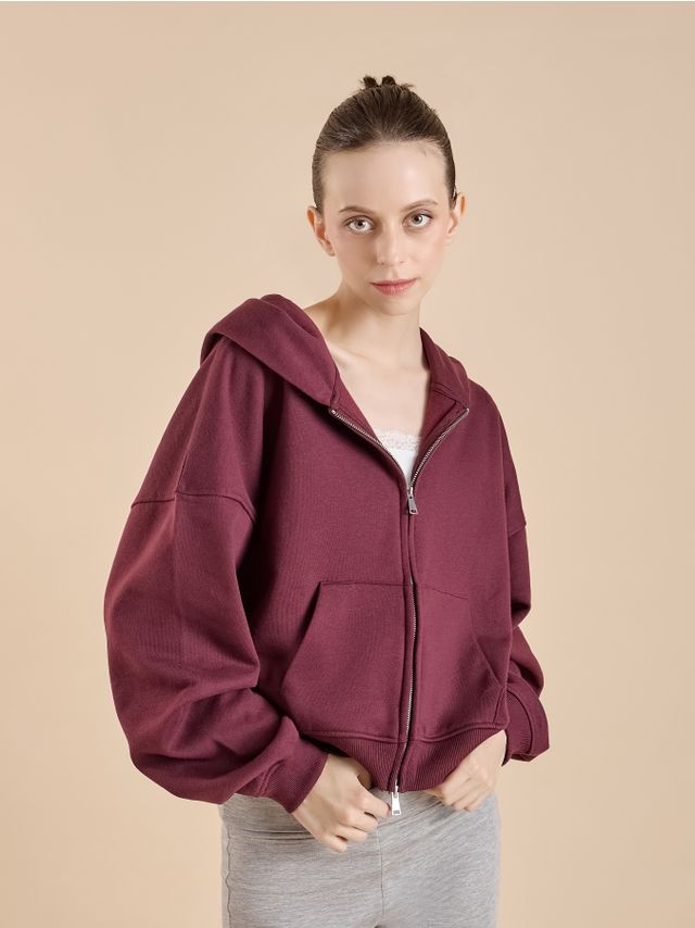 CROPPED ZIP-UP HOODIE