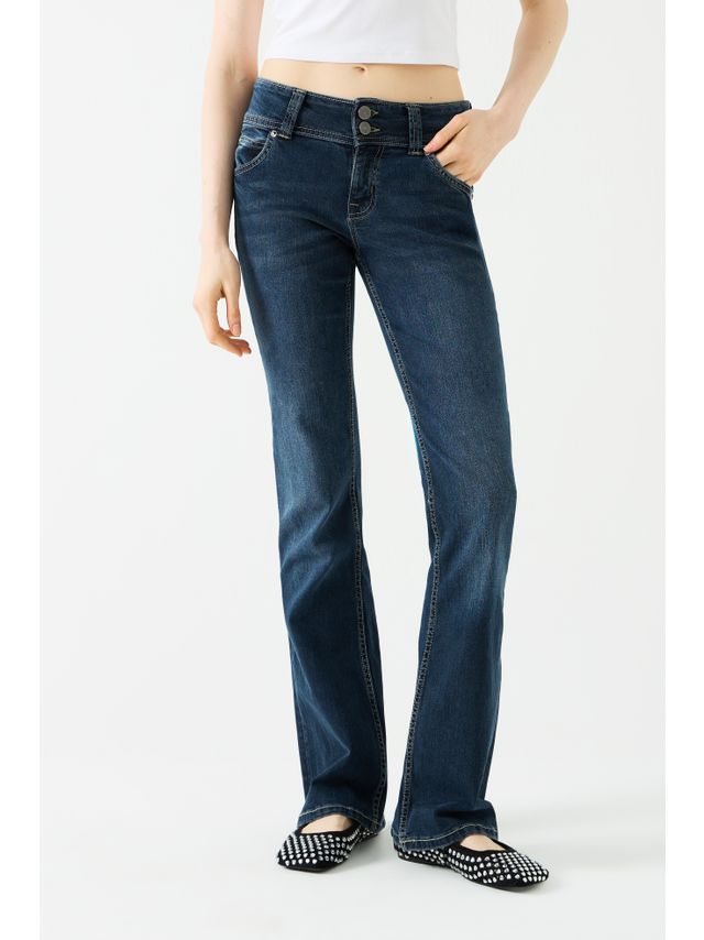 LOW-RISE FLARE JEANS