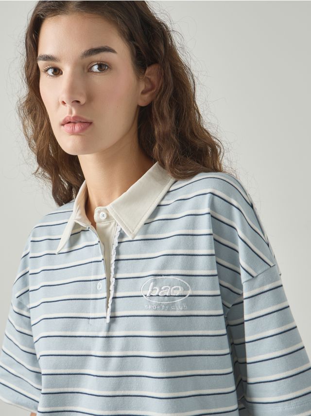 SHORT SLEEVE POLO T-SHIRT WITH LACE TRIM