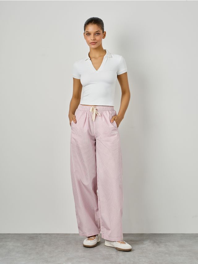 STRIPED JOGGERS WITH PRINT