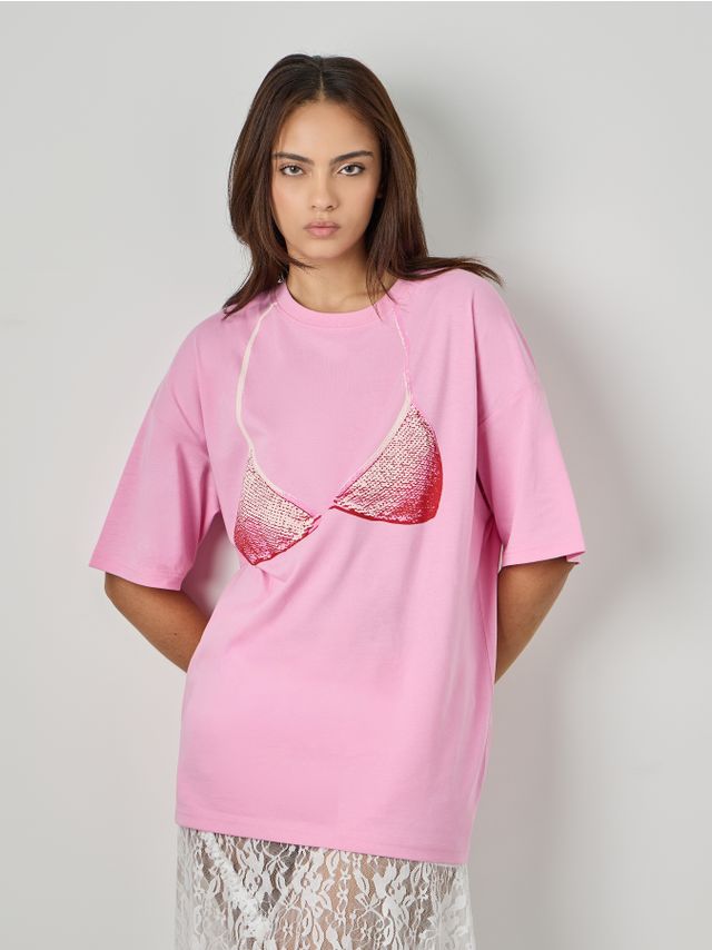 OVERSIZE T-SHIRT WITH BRA PRINT