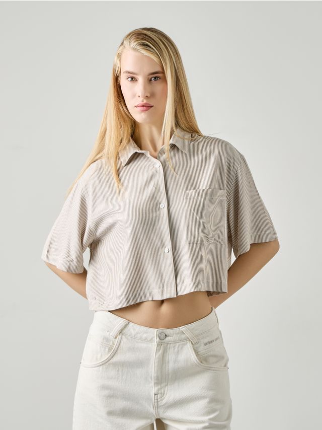 CROPPED BOXY STRIPED SHIRT