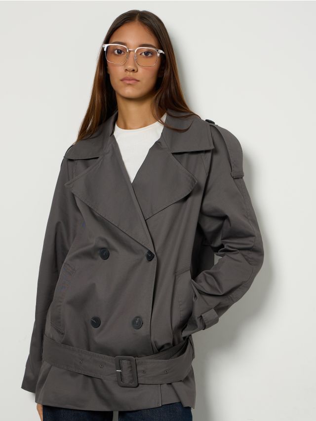 BELTED WAISTED SHORT TRENCH COAT