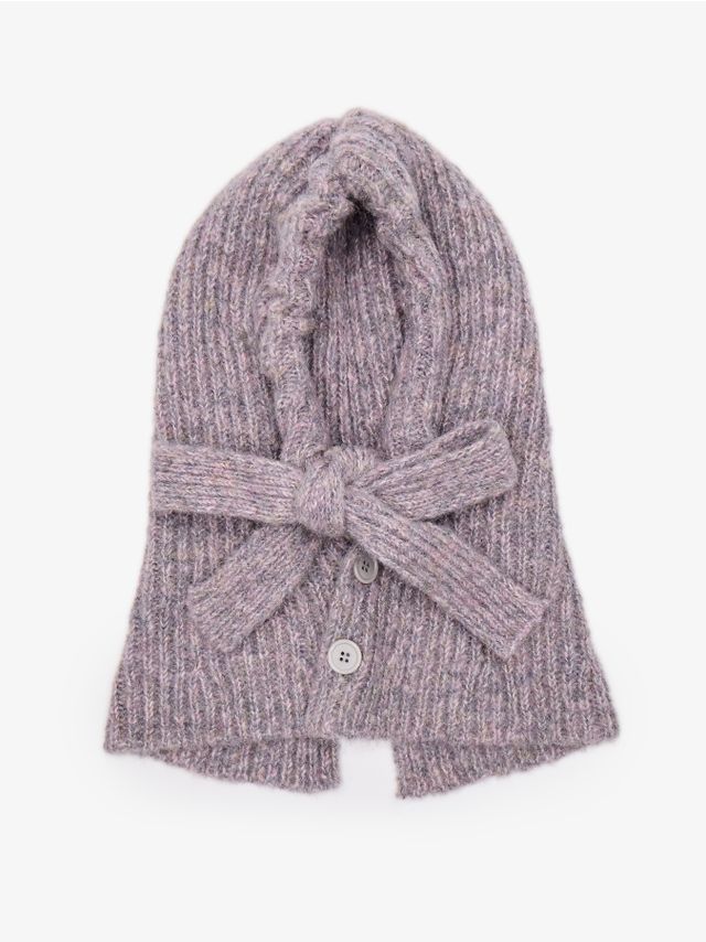 WOOL ADDED CAPELET WITH FRONT TIE