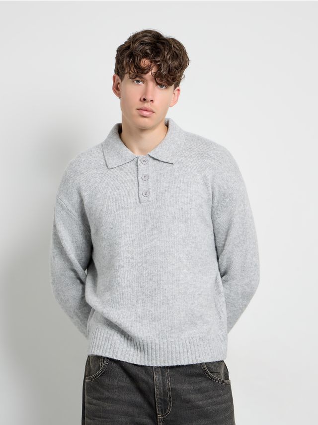 WOOL ADDED POLO SWEATER